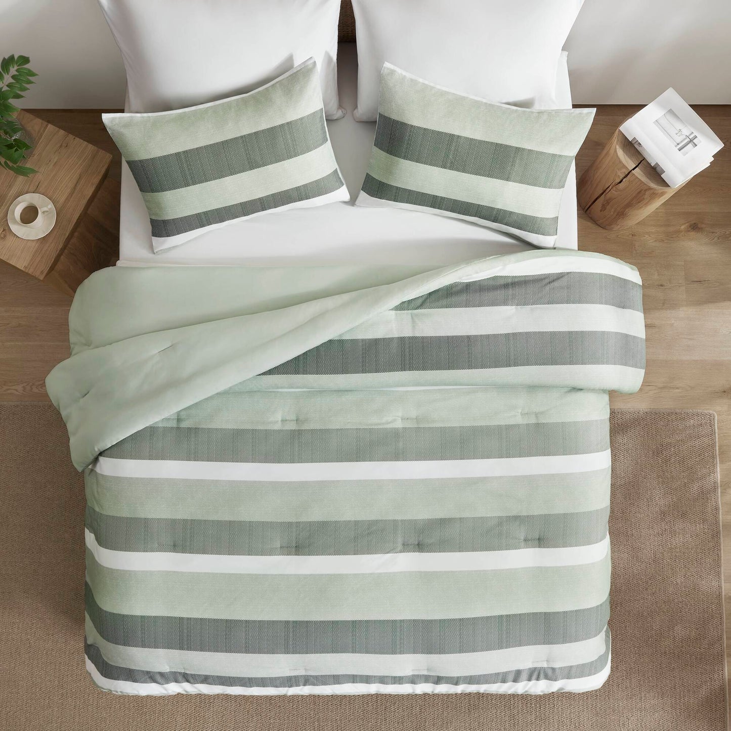 Reversible Striped Comforter Set for Dorm Bedding, Lightweight All Season Comforter Bed Set