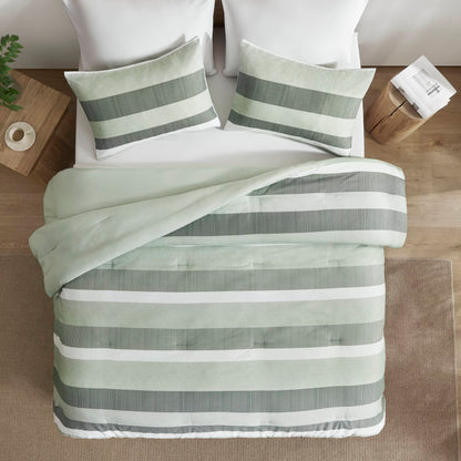 Reversible Striped Comforter Set for Dorm Bedding, Lightweight All Season Comforter Bed Set