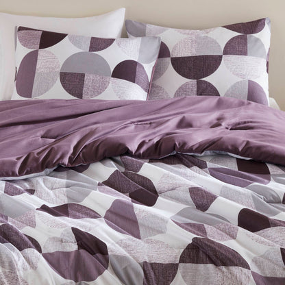 Round Geometric Print Comforter Set, Bed-in-a-Bag Bedding Set