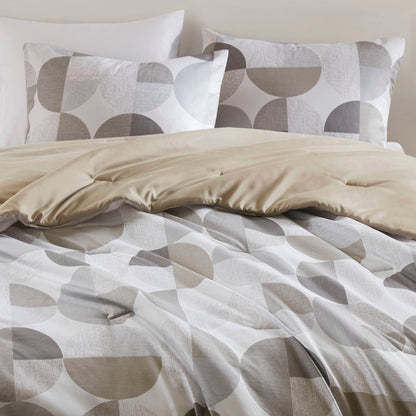 Round Geometric Print Comforter Set, Bed-in-a-Bag Bedding Set