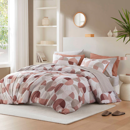 Round Geometric Print Comforter Set, Bed-in-a-Bag Bedding Set