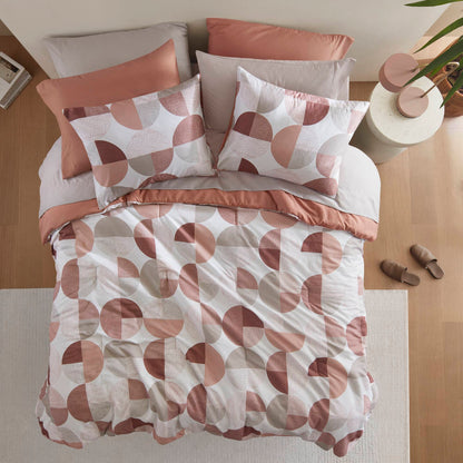 Round Geometric Print Comforter Set, Bed-in-a-Bag Bedding Set