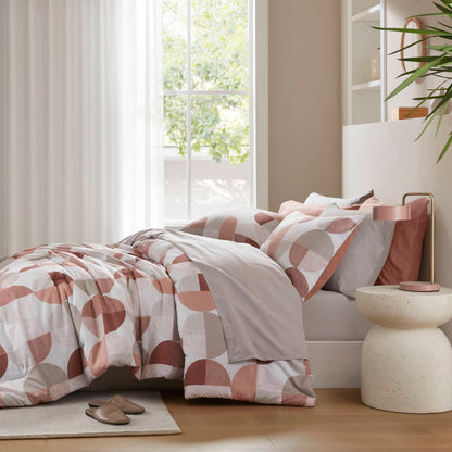 Round Geometric Print Comforter Set, Bed-in-a-Bag Bedding Set