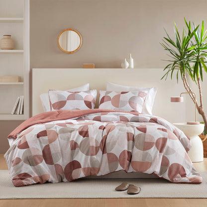 Round Geometric Print Comforter Set, Bed-in-a-Bag Bedding Set
