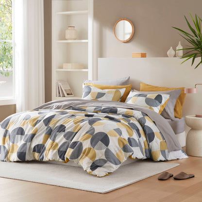 Round Geometric Print Comforter Set, Bed-in-a-Bag Bedding Set