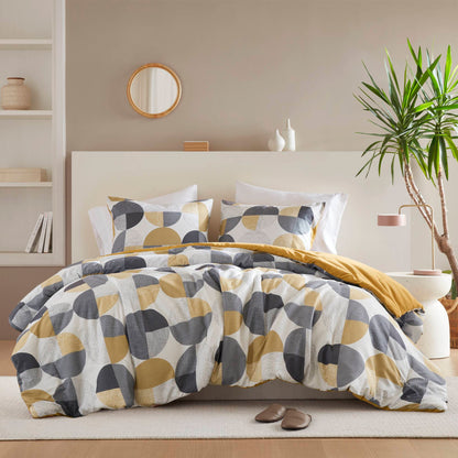 Round Geometric Print Comforter Set, Bed-in-a-Bag Bedding Set