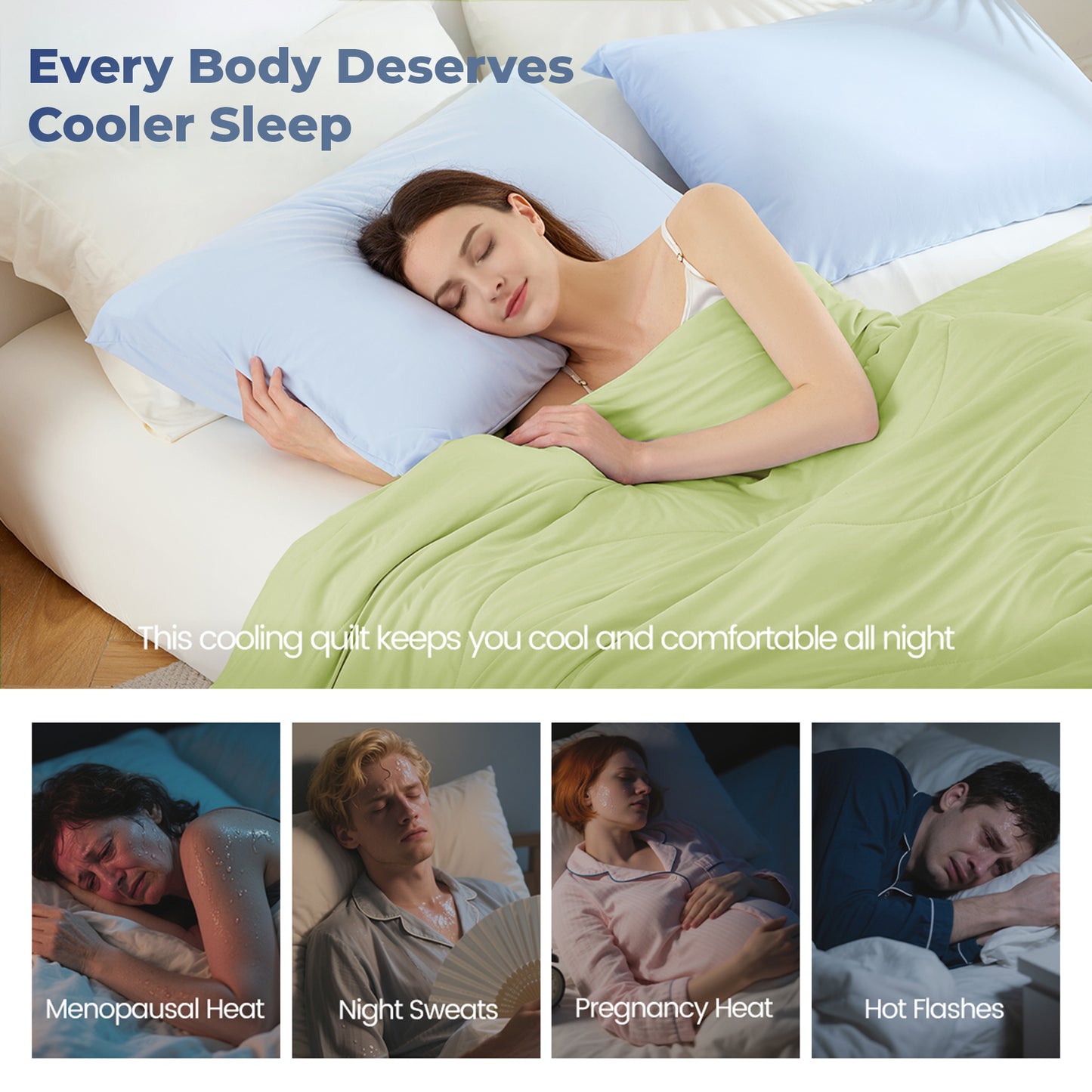 Cooling Comforter, Cooling Blanket for Hot Sleepers, Silky Smooth Summer Comforter