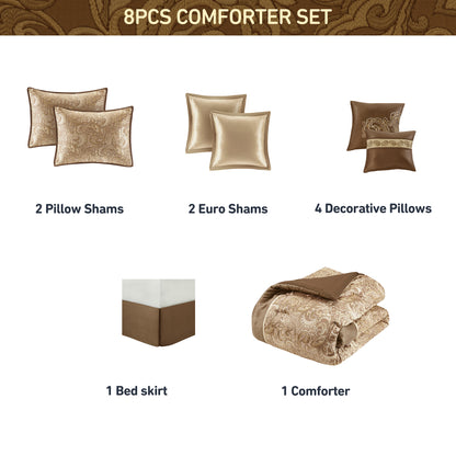 Jacquard Comforter Set with Bedskirt and Decor Pillows