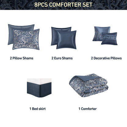 Jacquard Comforter Set with Bedskirt and Decor Pillows