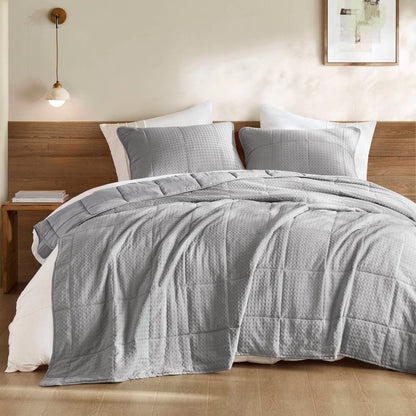 Waffle Weave Textured Quilt Set