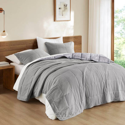 Waffle Weave Textured Quilt Set
