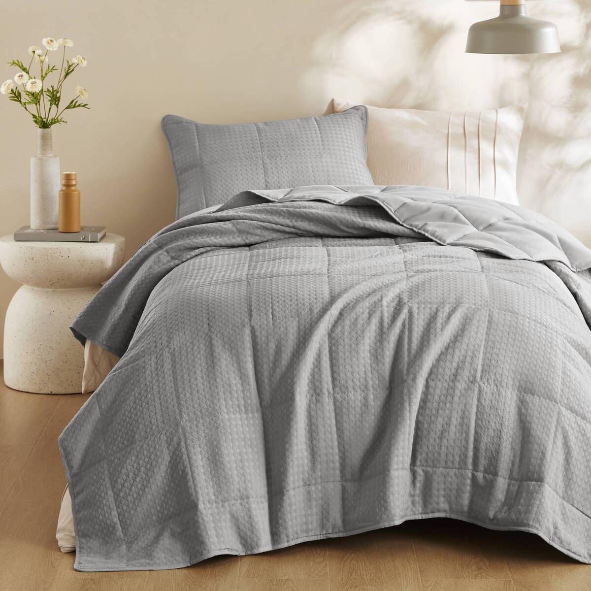 Waffle Weave Textured Quilt Set