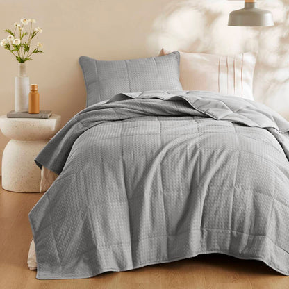 Waffle Weave Textured Quilt Set