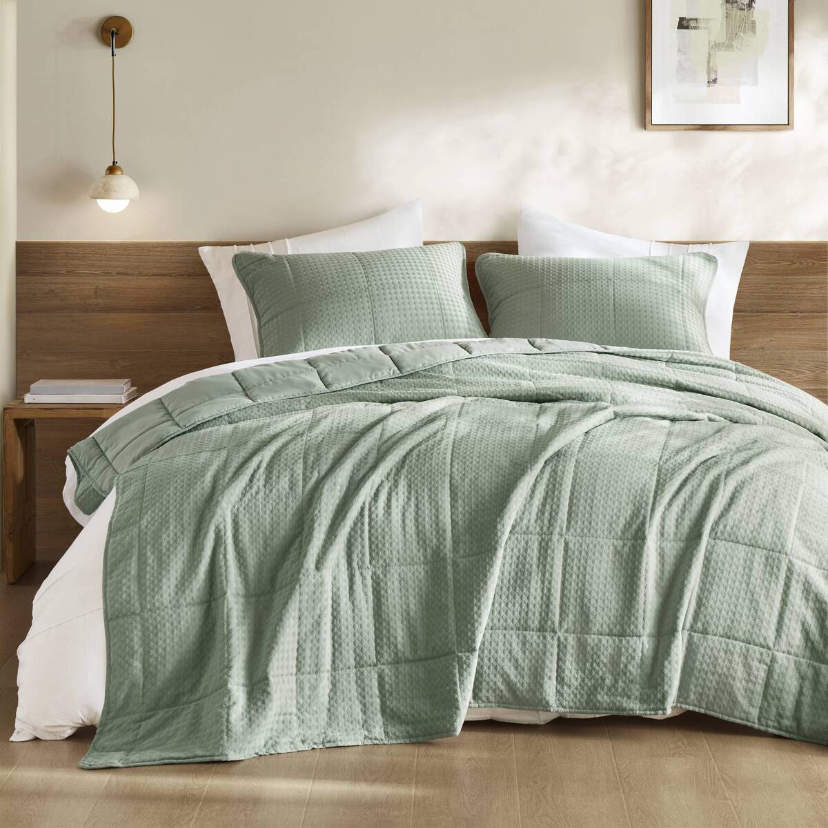 Waffle Weave Textured Quilt Set