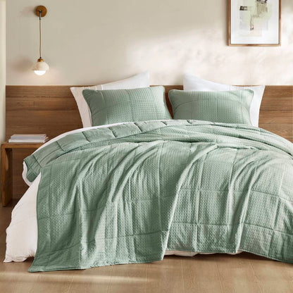 Waffle Weave Textured Quilt Set
