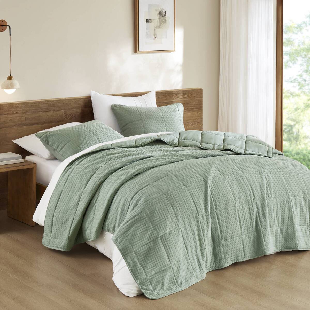 Waffle Weave Textured Quilt Set