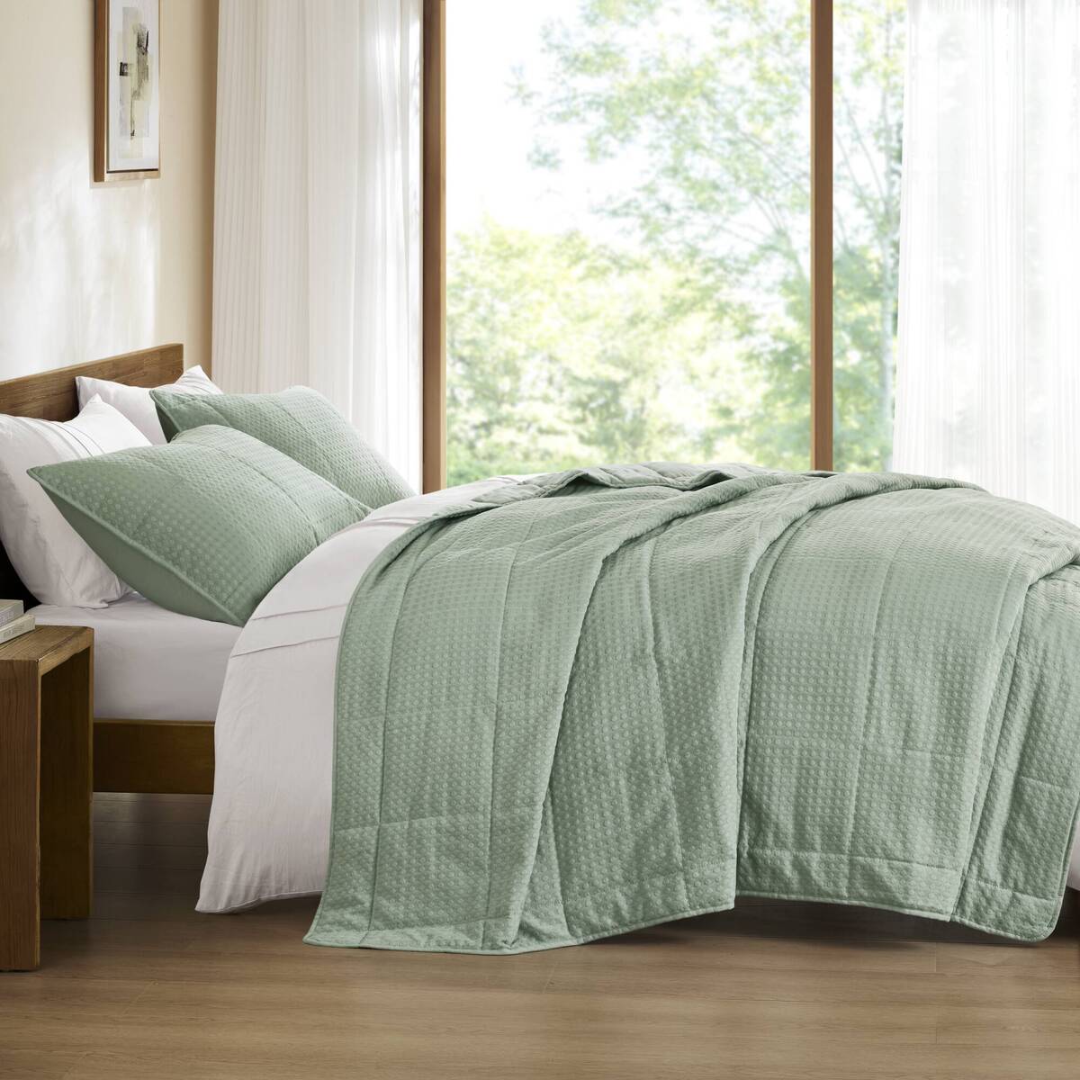 Waffle Weave Textured Quilt Set
