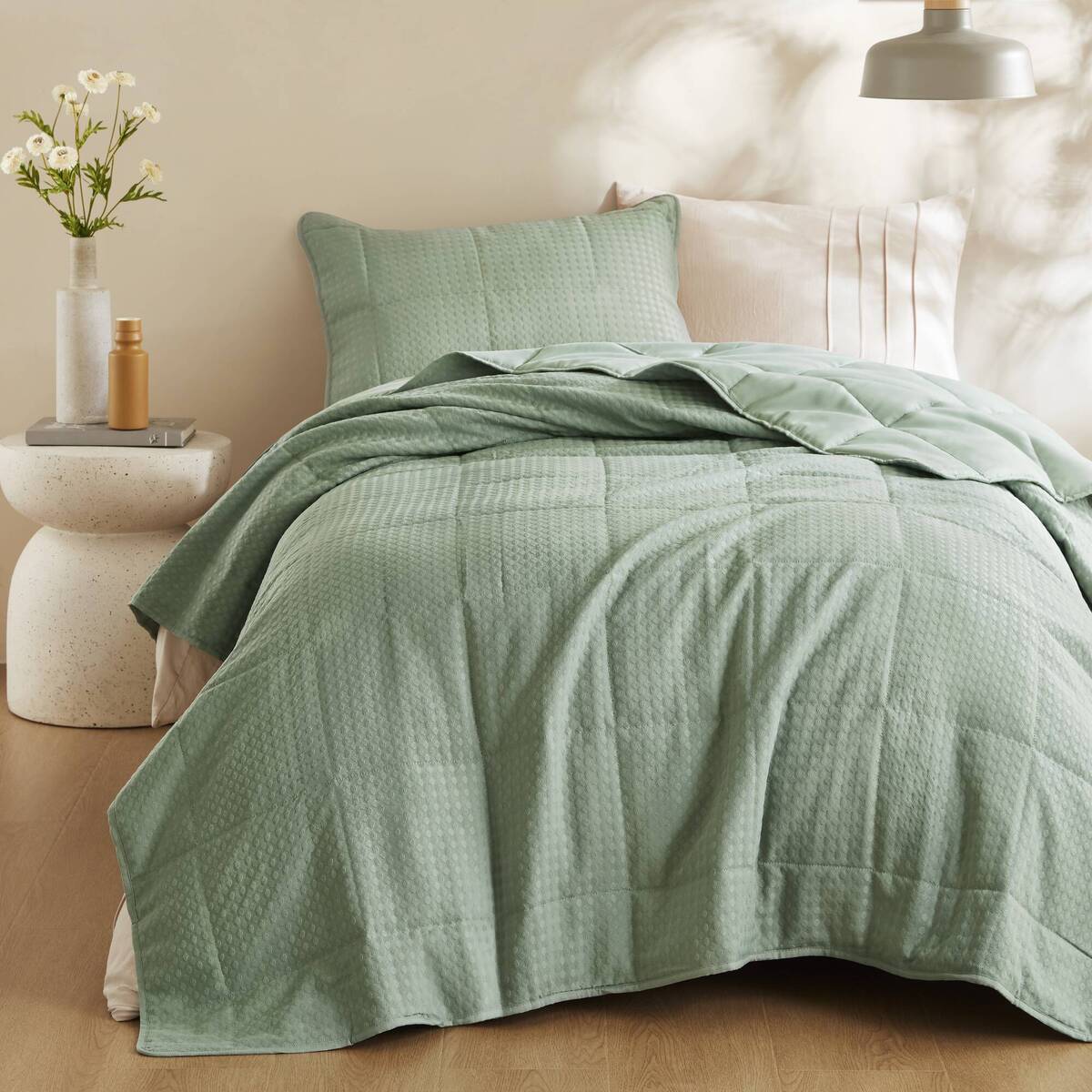 Waffle Weave Textured Quilt Set