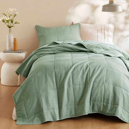Waffle Weave Textured Quilt Set