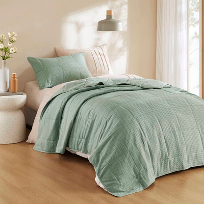 Waffle Weave Textured Quilt Set