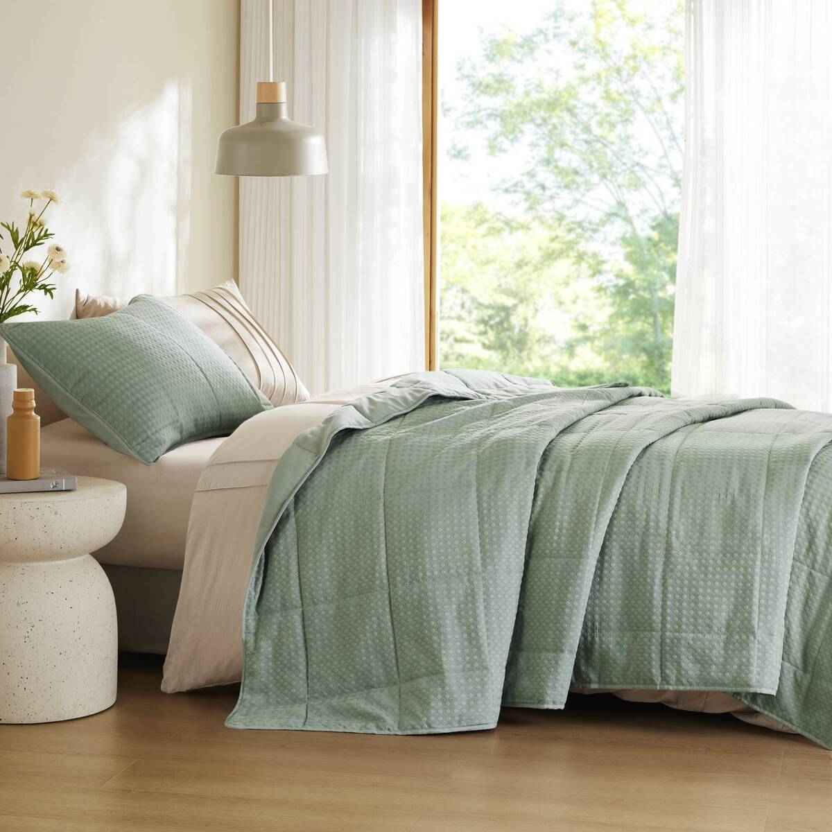 Waffle Weave Textured Quilt Set