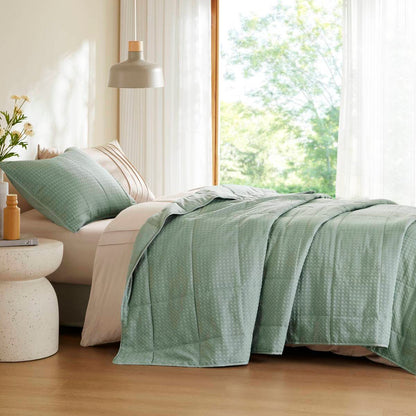 Waffle Weave Textured Quilt Set