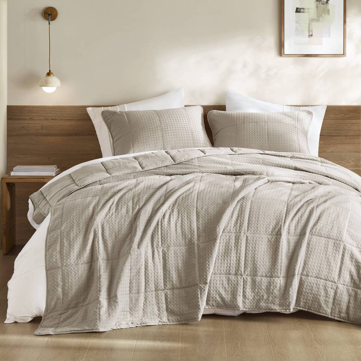 Waffle Weave Textured Quilt Set