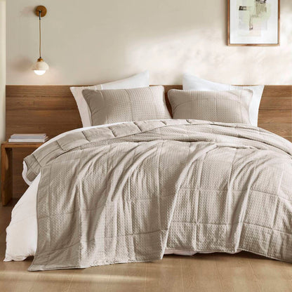 Waffle Weave Textured Quilt Set