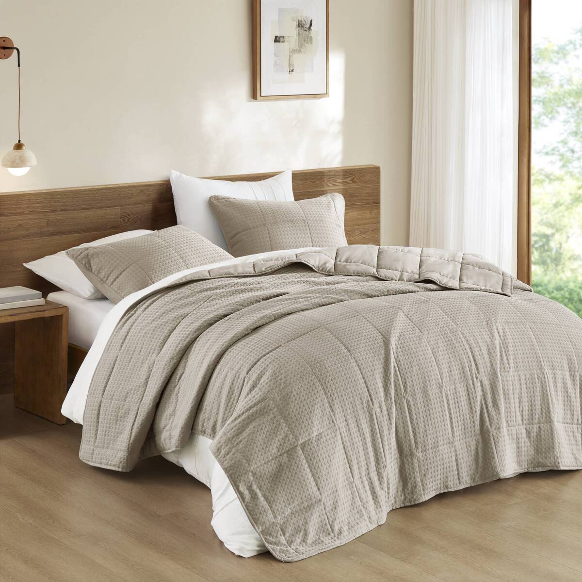 Waffle Weave Textured Quilt Set