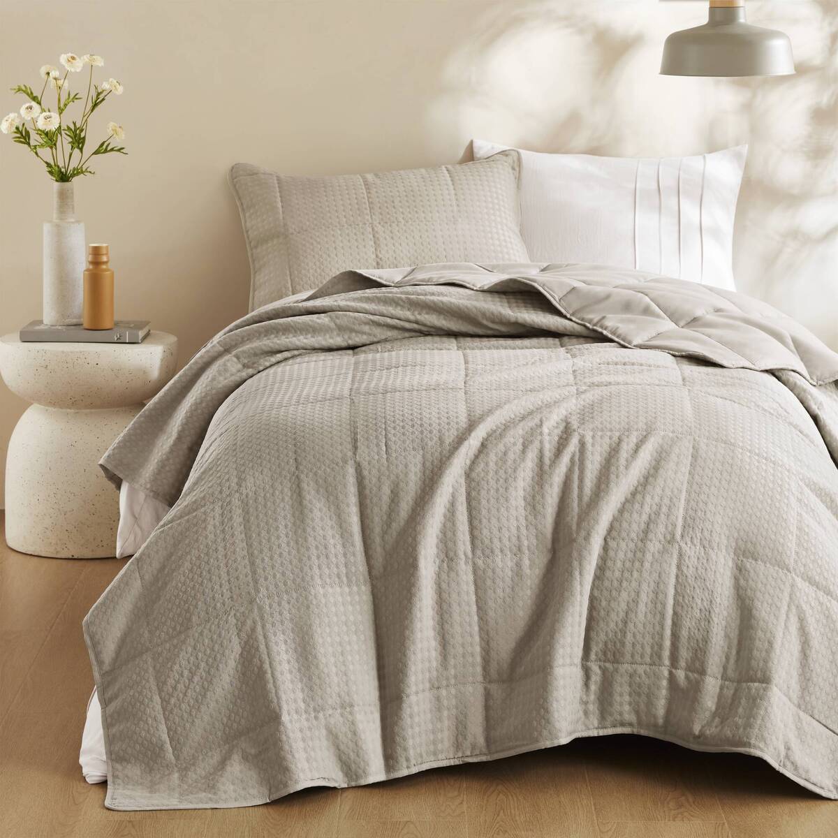 Waffle Weave Textured Quilt Set