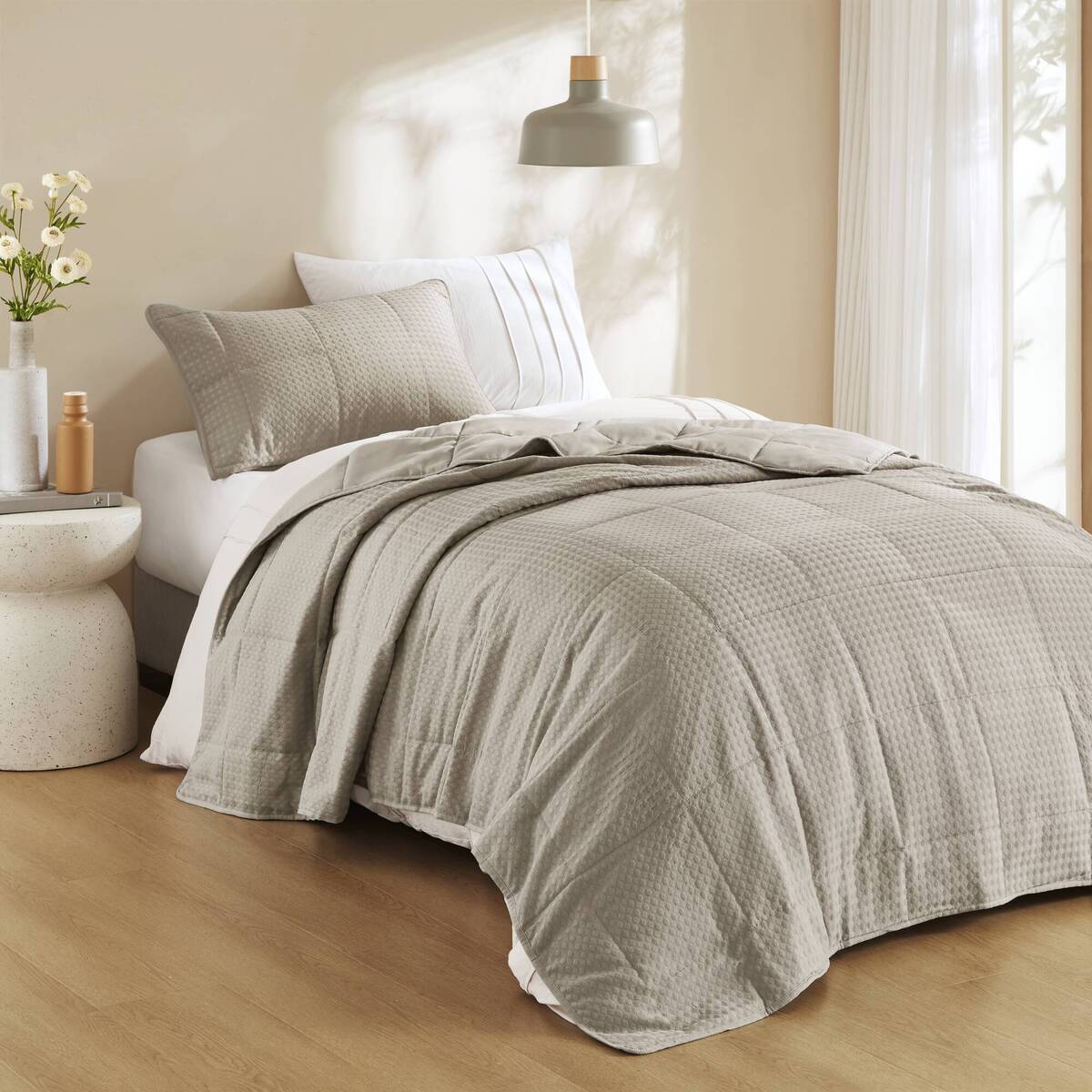 Waffle Weave Textured Quilt Set