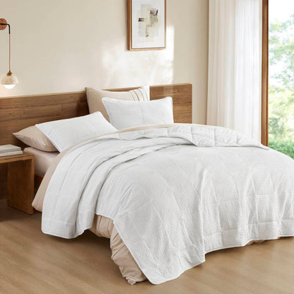 Waffle Weave Textured Quilt Set