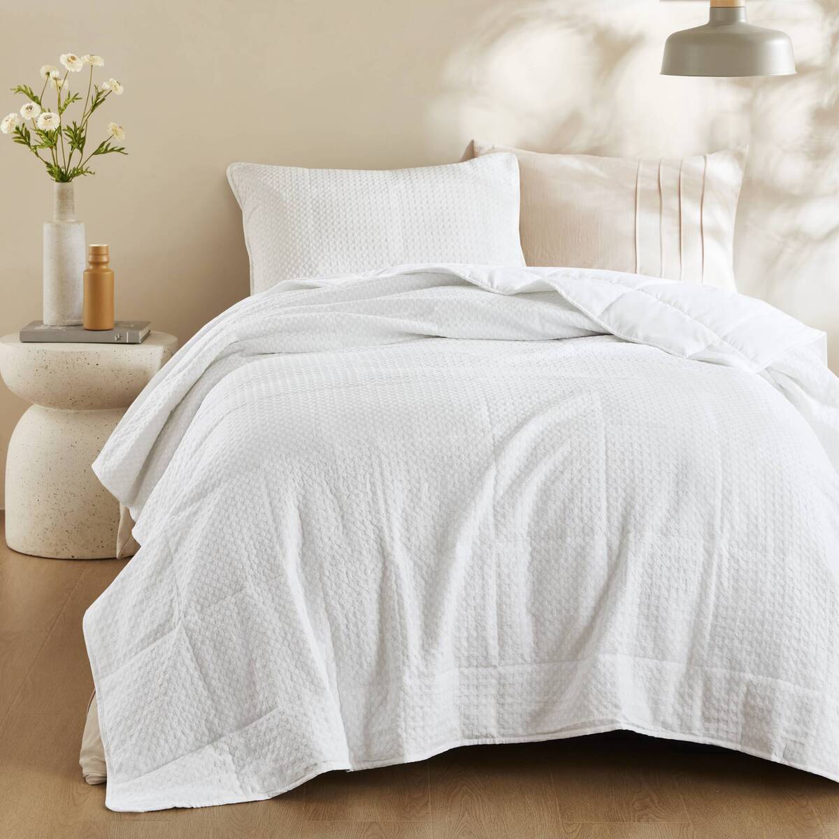 Waffle Weave Textured Quilt Set