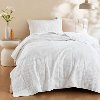 Waffle Weave Textured Quilt Set