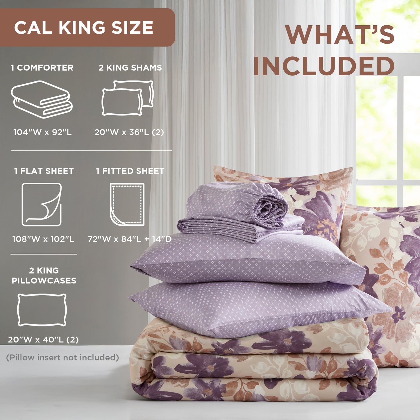 Microfiber Comforter Set, Watercolor Flora Print