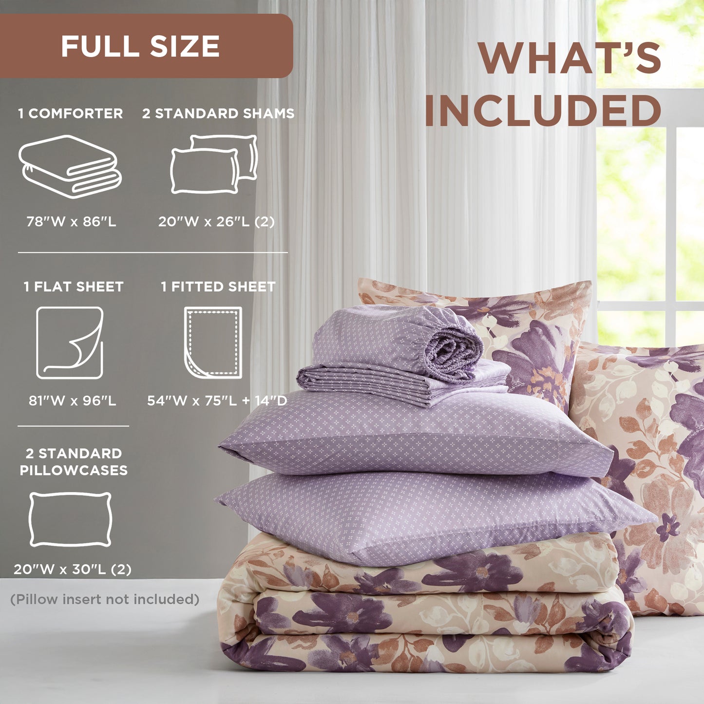 Microfiber Comforter Set, Watercolor Flora Print