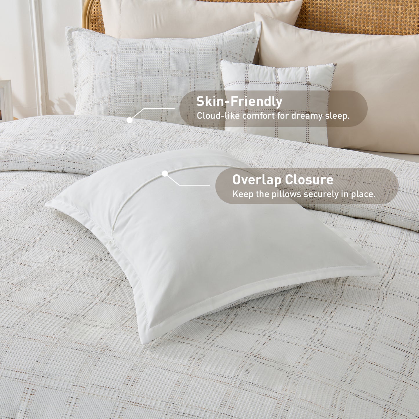 Solid Classic Waffle Weave Textured Duvet Cover Set