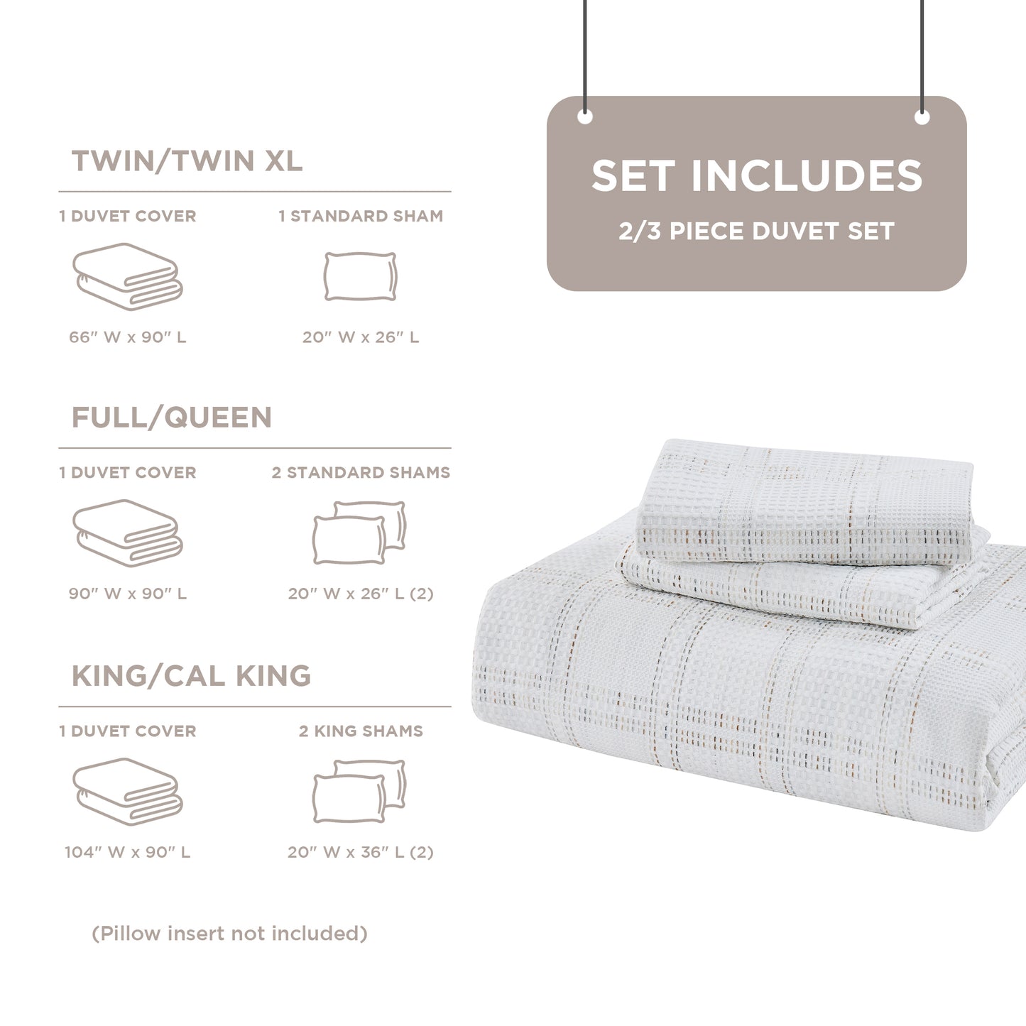 Solid Classic Waffle Weave Textured Duvet Cover Set
