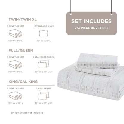 Solid Classic Waffle Weave Textured Duvet Cover Set